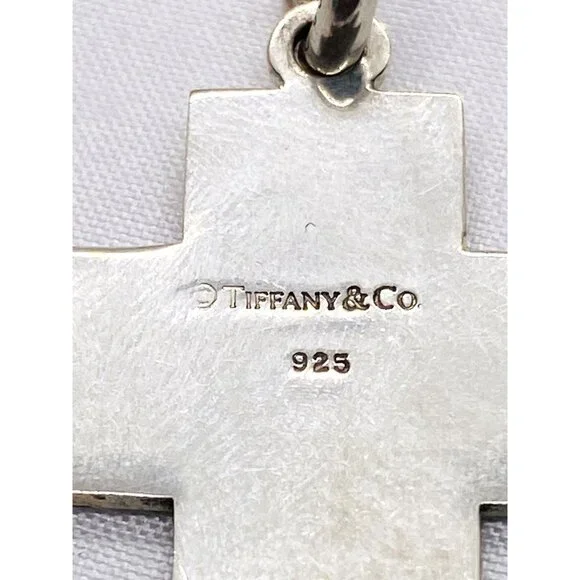 Tiffany & Co Sterling Silver 9i25 Red Enamel Vintage Cross 25x25mm